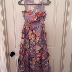NWOT Floral Purple Appliqué Dress